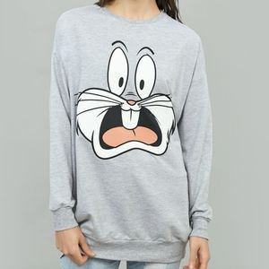 Forever 21 Womens M Gray Bugs Bunny Crewneck Sweater